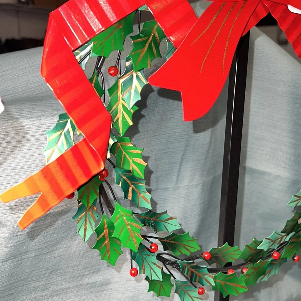 Ashland Mistletoe Wall Metal Wreath with Red Bow